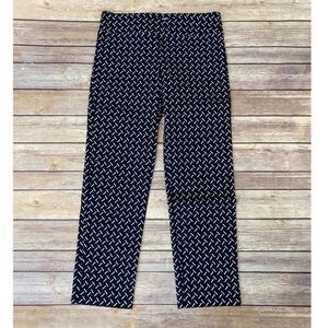 Margaret M black/blue/white line print Cropped Straight Leg pants SP